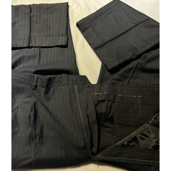 Kenneth Cole NY Mens 46L 40x30 Navy Starlight Blue Multi-Stripe Suit - Picture 8 of 16